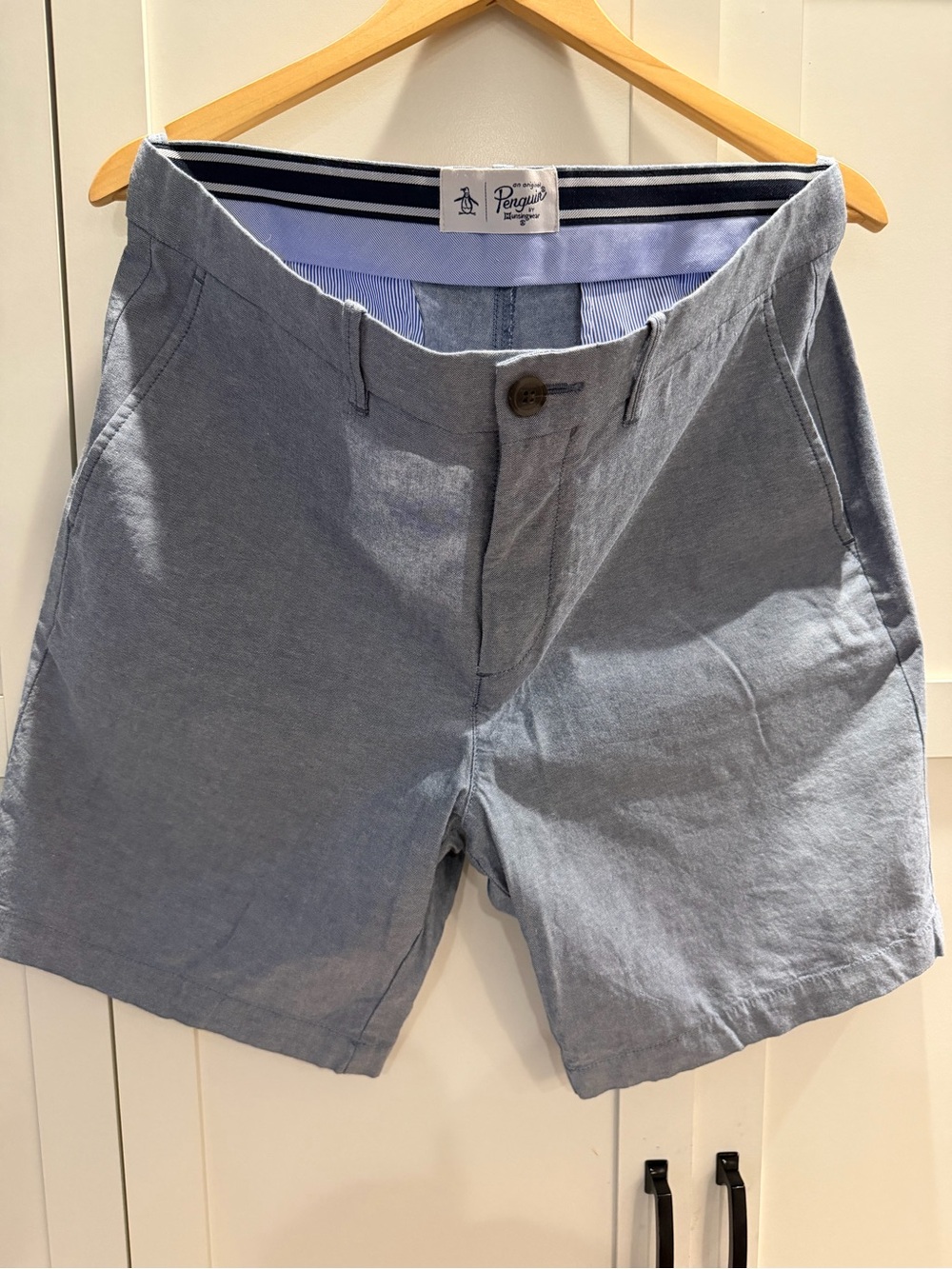 Original Penguin Light Blue Men's Cotton Shorts 34W